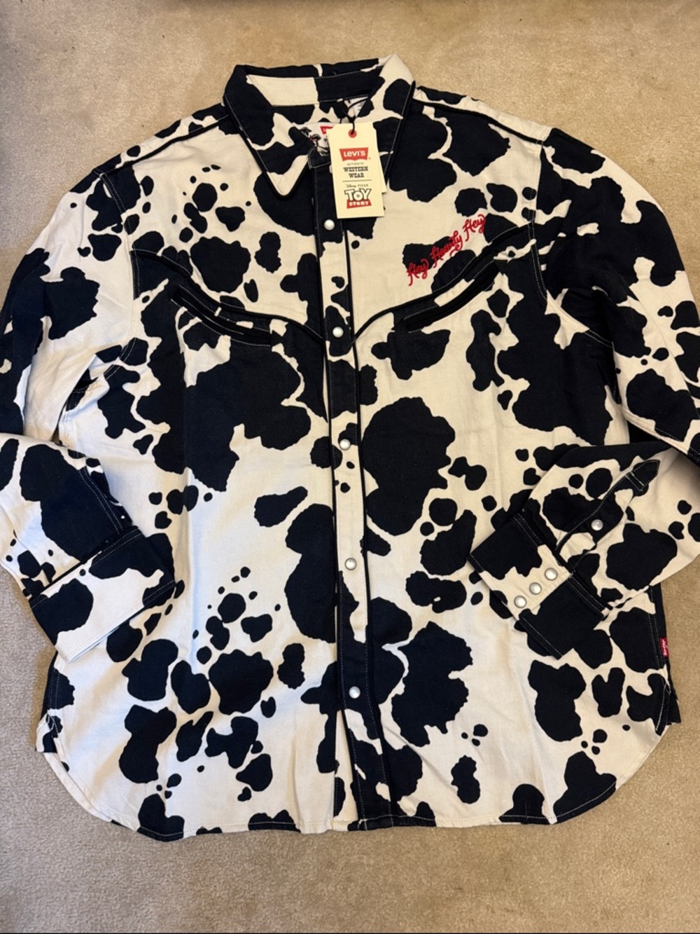 Levi's Black and White Cow-Print Western Shirt Jacket
